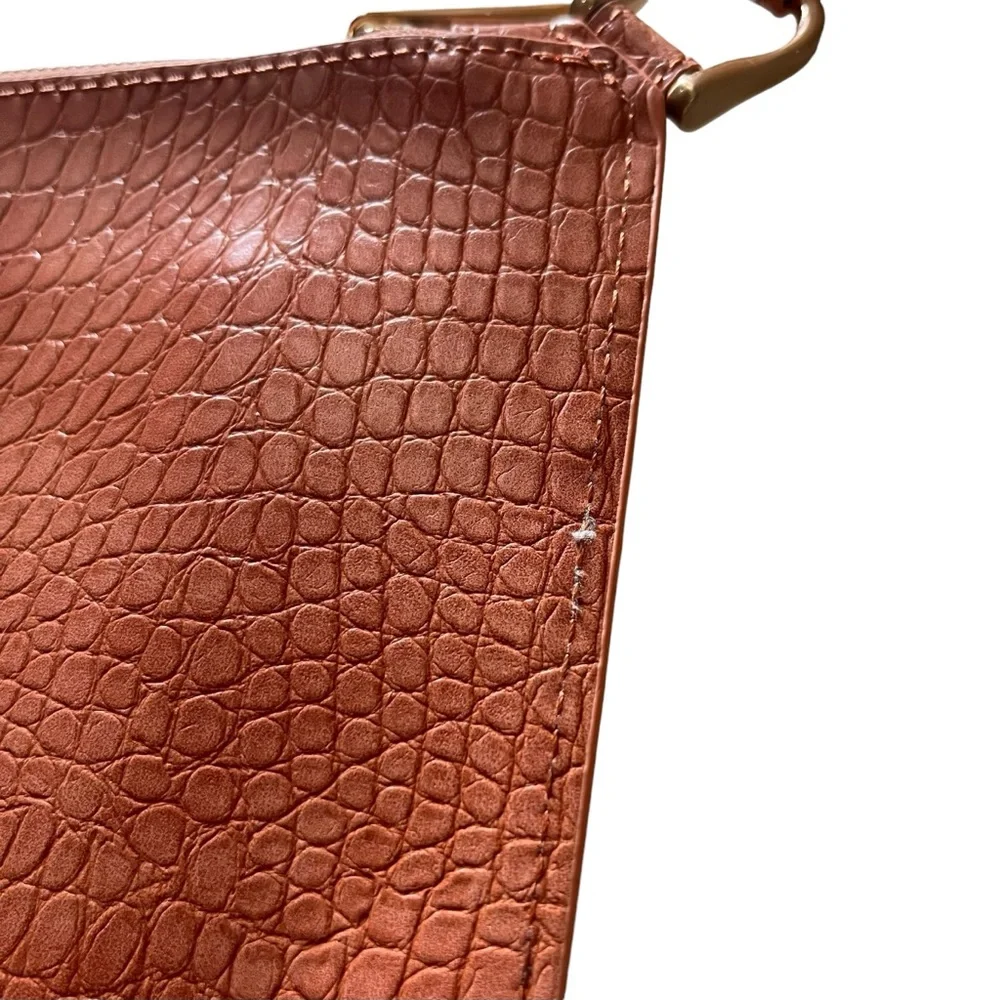 A New Day Women's Coral Pink Alligator Printed Large Wristlet Zip‎ Pouch